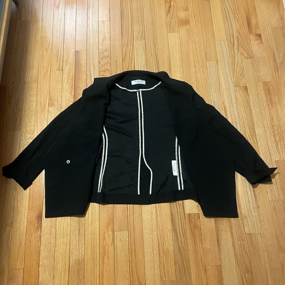 MM.LaFleur Black Blazer with Cream Trim